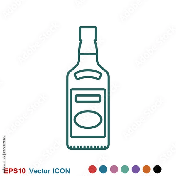 Obraz Bottle vector icon, for mobile and web design. Drink Bottle vector graphics