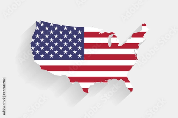 Fototapeta United States flag map on gray background, vector