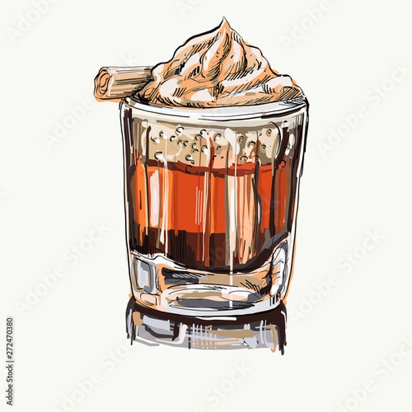 Obraz Coffee cup hand drawn isolate sketch digital painting vector