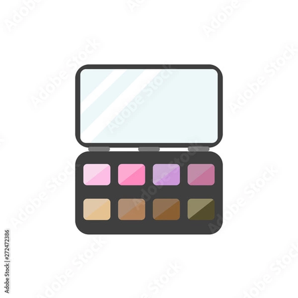 Obraz Eye shadow palette with brush flat vector icon