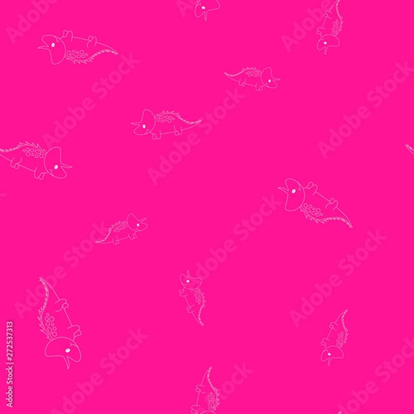 Obraz Dinosaur triceratops contour seamless pattern