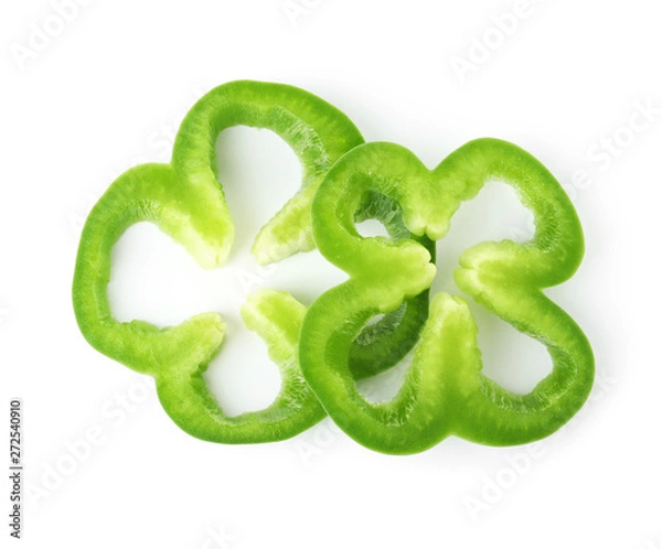 Fototapeta Slices of bell pepper for burger isolated on white, top view