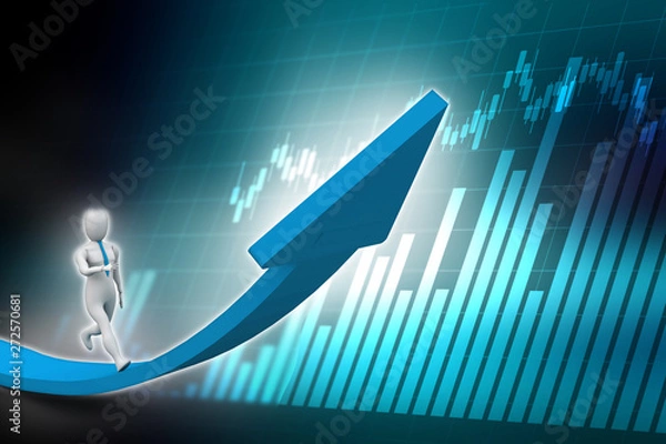 Fototapeta 3d rendering Stock market online business concept. business Graph successful business team