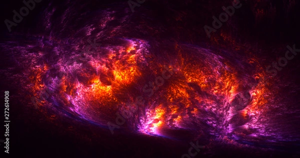 Fototapeta 3D rendering abstract red fractal light background