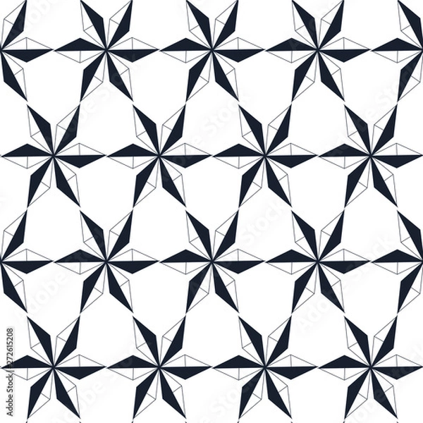 Fototapeta Geometric monochrome seamless background design element stock vector illustration for web, for print, for fabric print