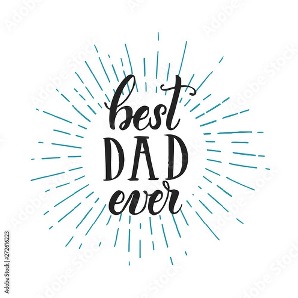 Fototapeta Happy Father's day lettering isolated on white. Hand Written Background for banners, posters, flyers, invitations, social media, prints. Vector calligraphy.