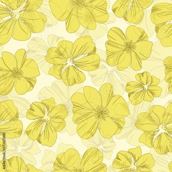 Fototapeta Lovely hand drawn vector flower seamless pattern