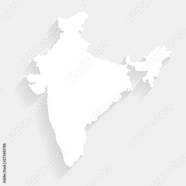 Fototapeta White India map on gray background, vector