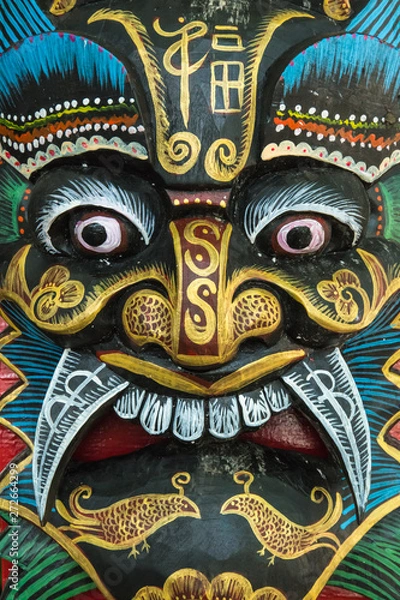 Obraz traditional wood colorful Chinese opera character mask view