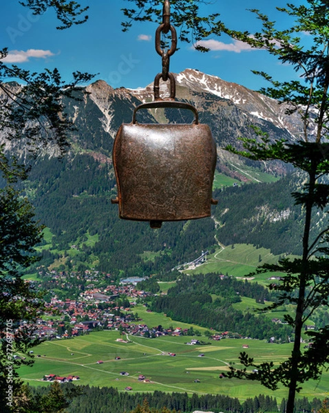 Obraz Alpenblick mit Kuhglocke