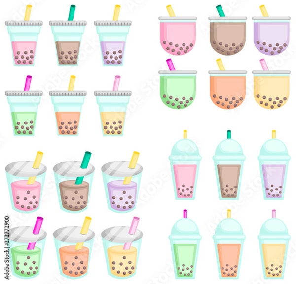 Fototapeta a vector of many flavor of bubble teas