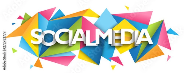 Fototapeta SOCIAL MEDIA vector typography banner with colorful triangles background