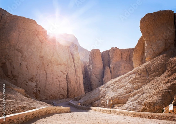 Obraz Valley of the kings at sunrise, the burial place in Luxor, Egypt, of ancient pharoahs including Tutankamun