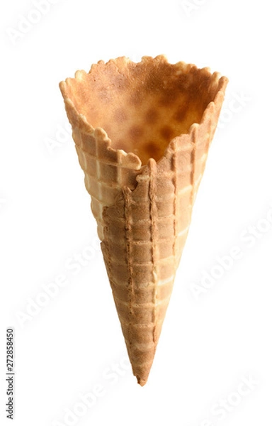 Fototapeta Empty ice cream cone isolated on white background