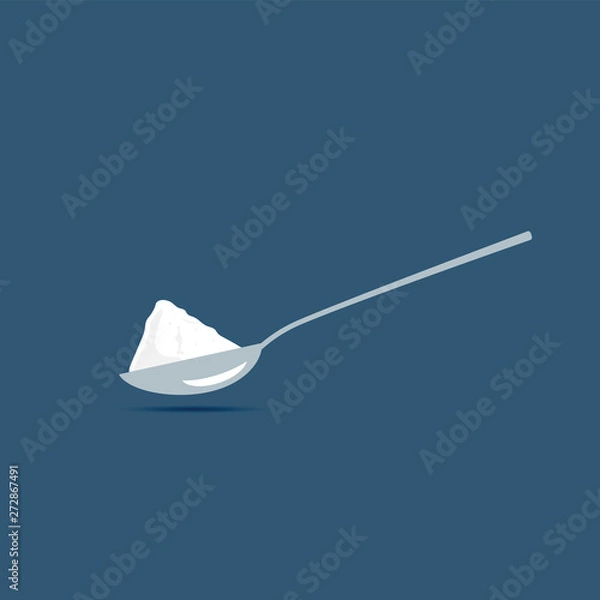 Obraz spoon with salt or sugar vector illustration