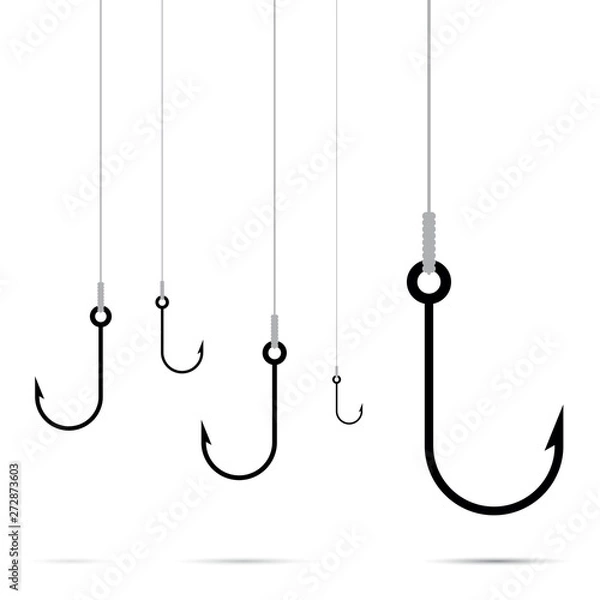 Fototapeta fishing hook with rope vector
