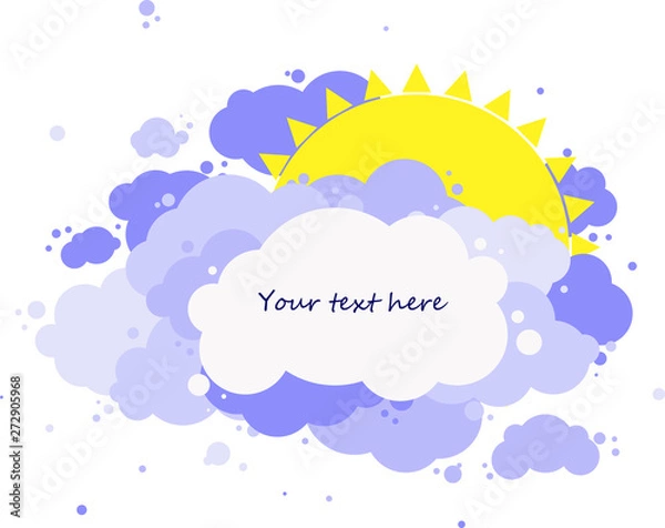 Obraz  yellow sun hidden behind the clouds, place for your text, vector