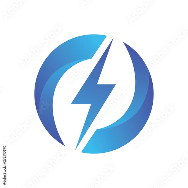Obraz Lightning Circle Recycle Logo Vector