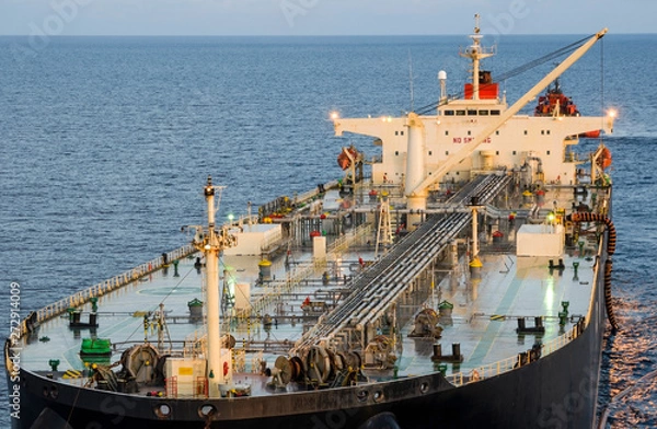Obraz Oil tanker deck with pipeline.