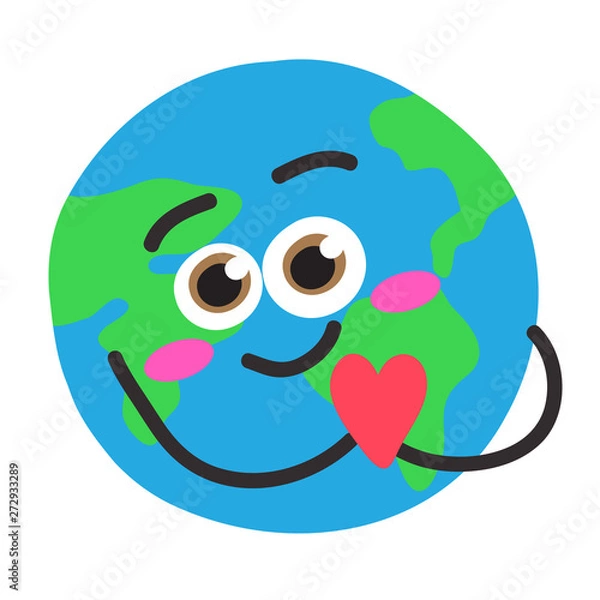 Fototapeta Planet Earth with hearts on a white background. Vector illustration.