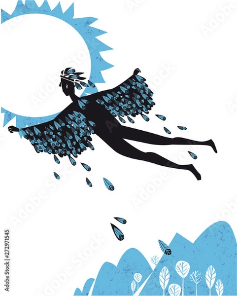 Fototapeta icarus flying in the sky, silhouette vector