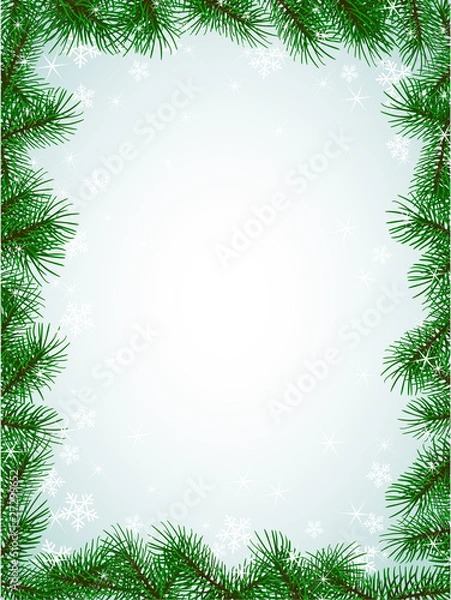 Fototapeta christmas fir branches snowflake frame pattern
