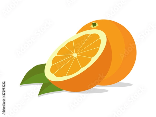 Fototapeta Full orange fruit and half sliced oranges.