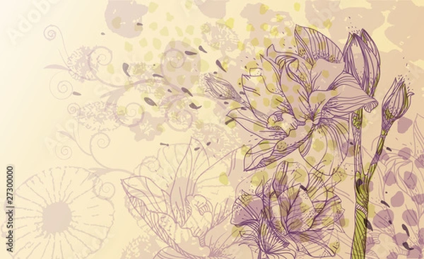 Fototapeta gentle vector background with  blooming flowers