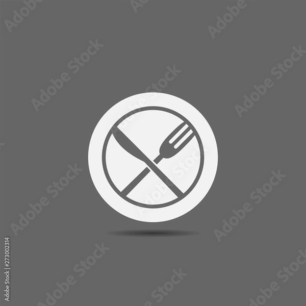 Fototapeta Fork, knife and plate icon. Restaurant or cafe symbol, Vector illustration