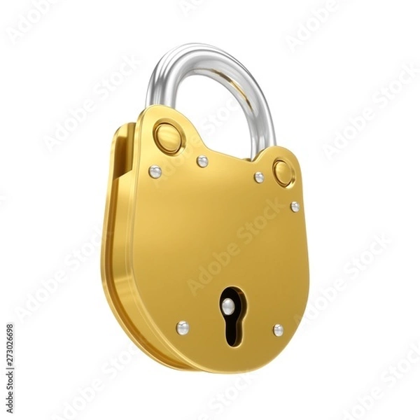 Fototapeta 3D Rendering Padlock isolated in white background