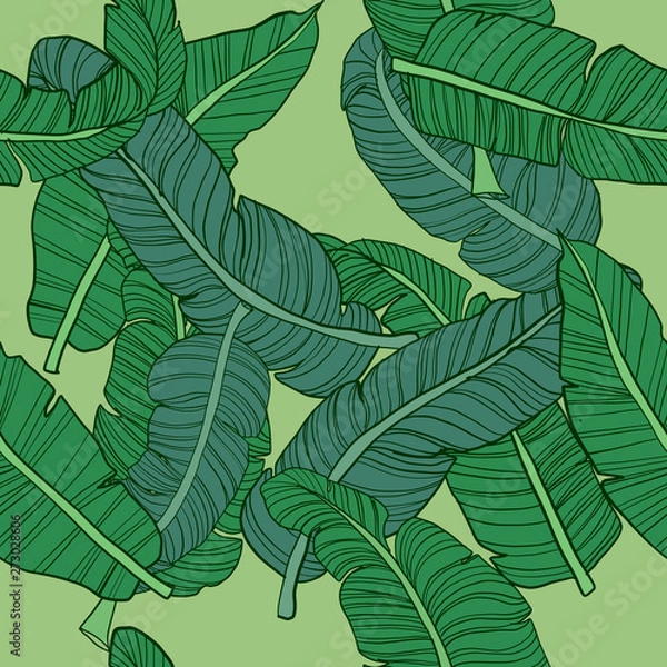 Obraz Banana leaf seamless pattern green 