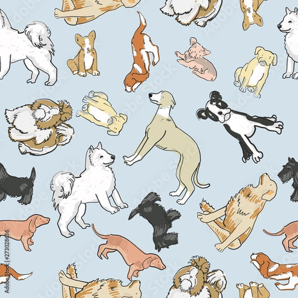 Obraz set of dog silhouettes of animals seamless pattern