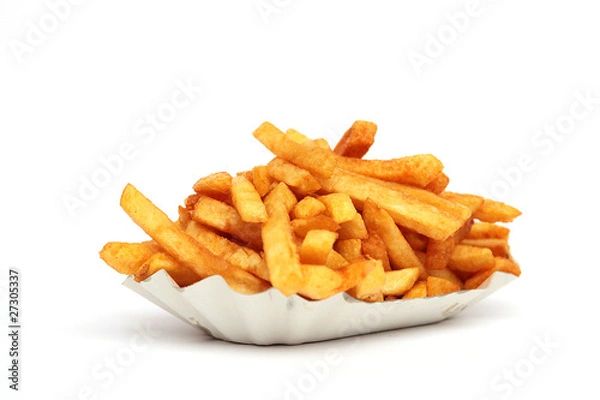 Obraz Frytki w misce na białym tle