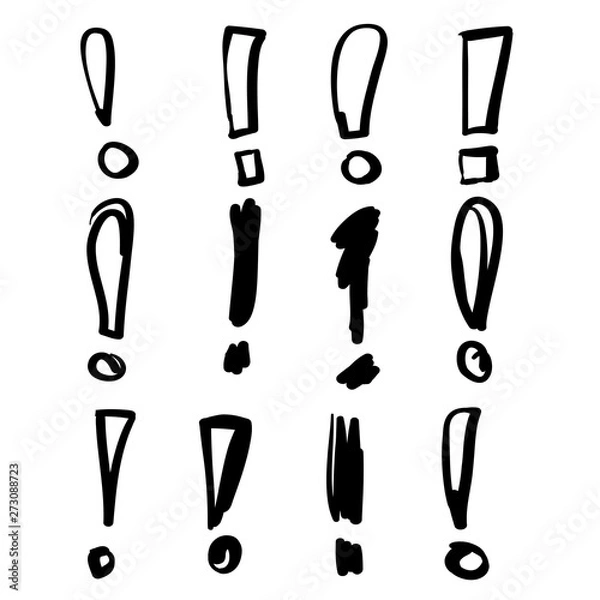 Fototapeta collection of handdrawn exclamation mark doodle in cartoon style vector