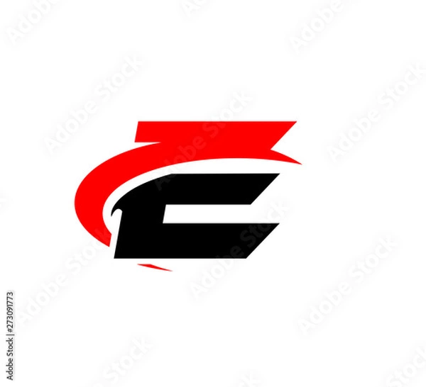 Fototapeta initial logo with slice graphic vector red black E
