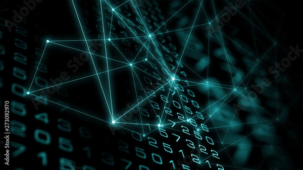 Obraz Triangles lines cyber attack numbers
