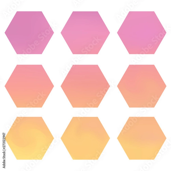 Fototapeta Hexagonal gradients kit, abstract backgrounds
