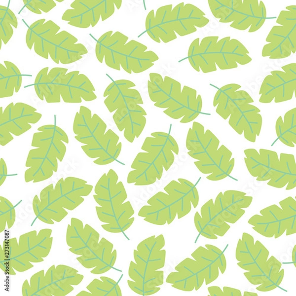 Fototapeta Vector pastel White background seamless pattern with tropical colorful monstera leaves. Exotic floral wallpaper. Jungle plants - Vector. seamless pattern background