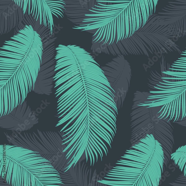 Fototapeta Floral seamless pattern. Palm branch ink sketch. Fashion floral print for a banner, poster, wrapping, fabric, notebook, invitation