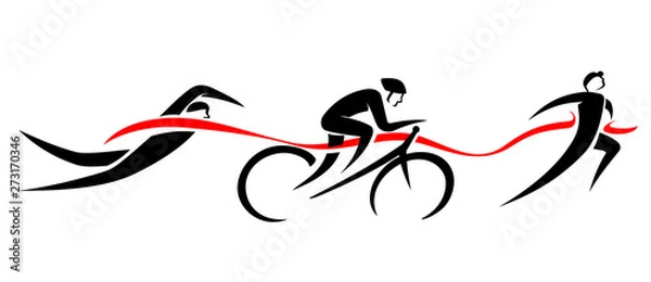 Obraz Triathlon Event, Swim Bike Run Abstract
