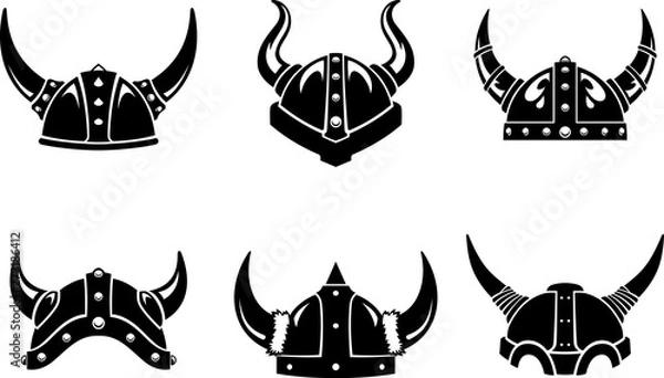 Obraz Viking rogaty hełm zestaw sylwetka