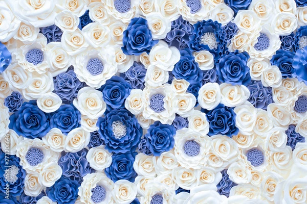 Fototapeta Background of big artificial roses made from foamiran