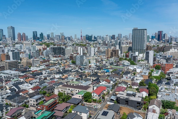 Fototapeta 恵比寿から見る品川、田町、芝公園方面の景色