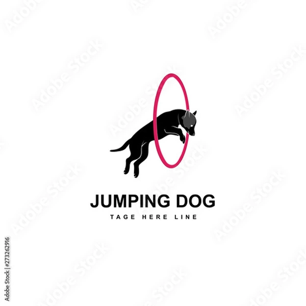 Obraz jumping dog logo template