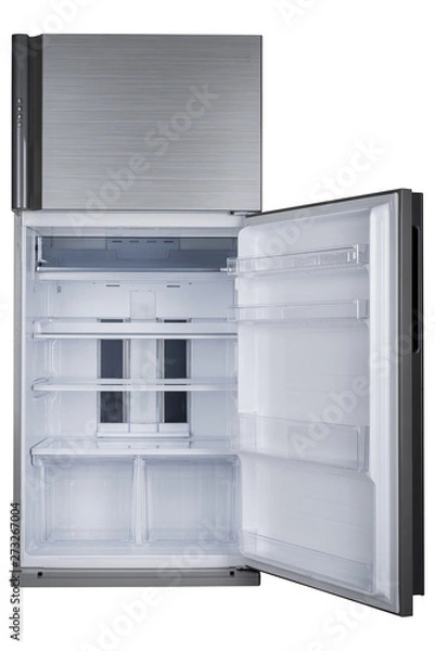 Obraz Refrigerator Isolated on White Background. Modern Kitchen and Domestic Major Appliances