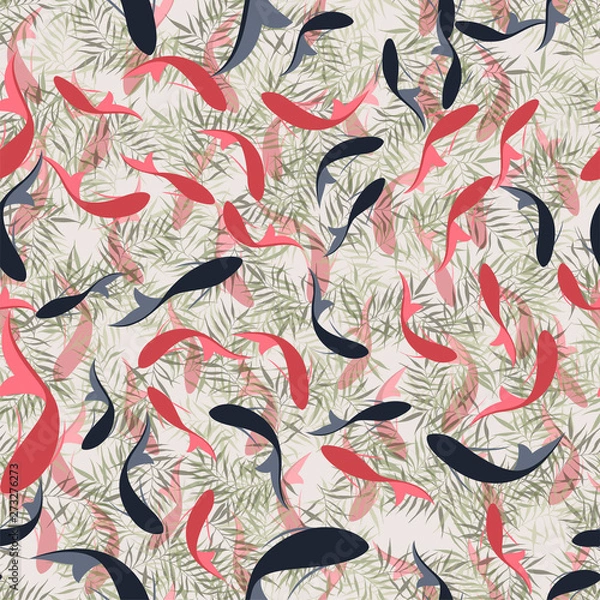 Fototapeta pattern. seamless. red fish. Chinese painting