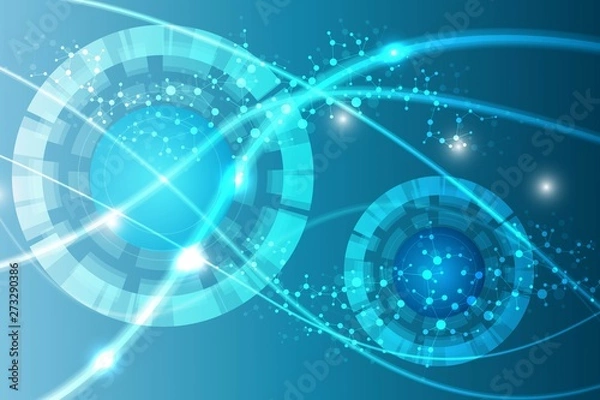 Obraz Big Data Visualization Background. Modern futuristic virtual abstract background. Science network pattern, connecting lines and dots. Global network connection vector.