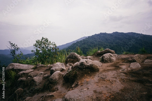 Fototapeta mountains with rocks on the foreground