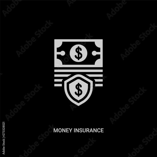Fototapeta white money insurance vector icon on black background. modern flat money insurance from insurance concept vector sign symbol can be use for web, mobile and logo.