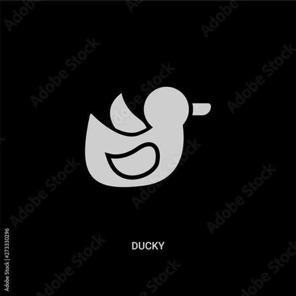 Fototapeta white ducky vector icon on black background. modern flat ducky from kids and baby concept vector sign symbol can be use for web, mobile and logo.
